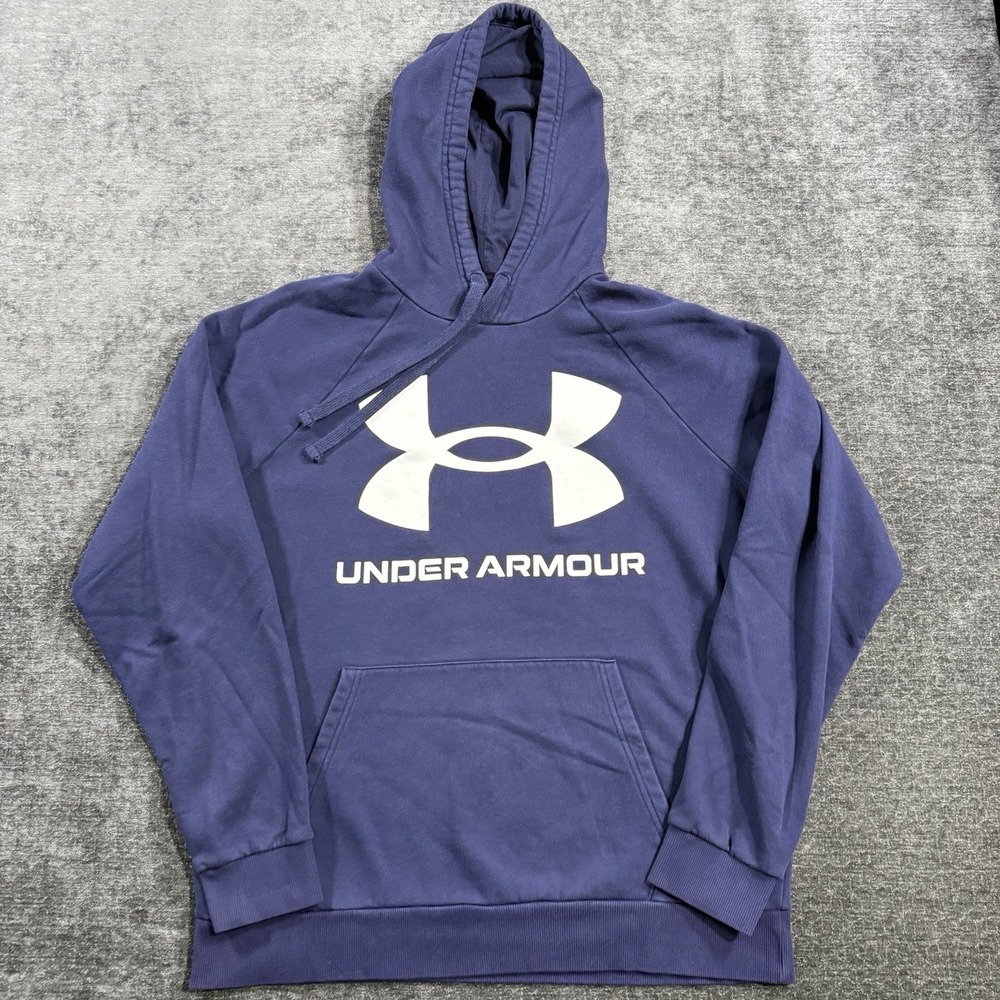 Under Armour Navy Blue Loose Fit Cold Gear Pullover Hoodie Men's Size Large
